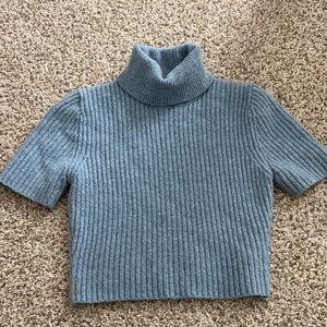 Zara Gray Ribbed Turtleneck Sweater